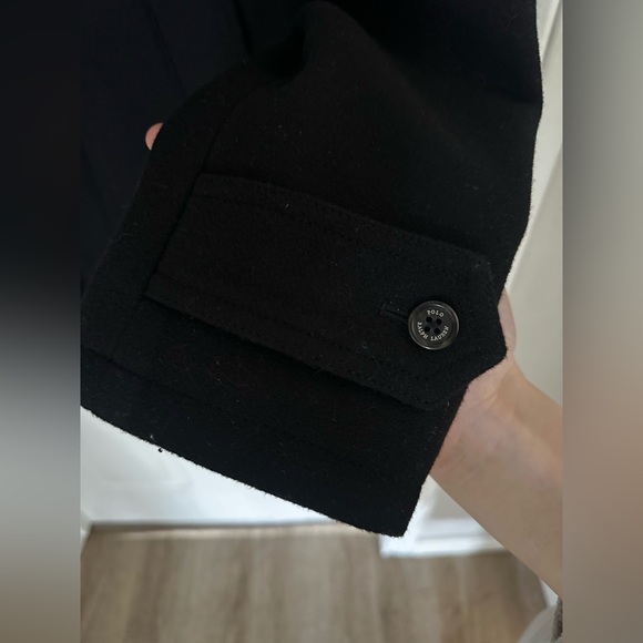 Large Ralph Lauren Black Felt Trench Coat - Picture 3 of 12